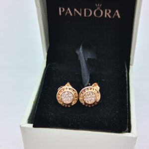 Pandora Signature Stud Earrings, rose tone, view 1