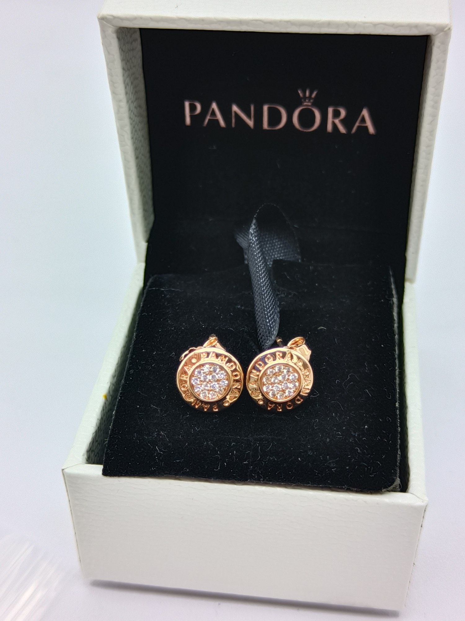 pandora signature stud earrings Pandora Signature Stud Earrings, rose tone, view 1