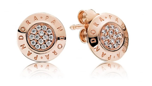 pandora signature stud earrings Pandora Signature Stud Earrings, rose tone, view 2