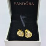 Pandora Signature Stud Earrings, gold tone, view 1
