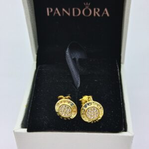 Pandora Signature Stud Earrings, gold tone, view 1