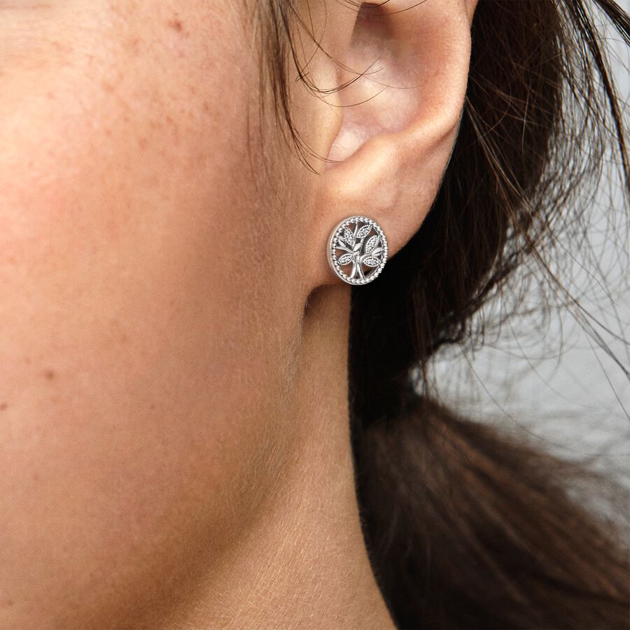 pandora sparkling family tree stud earrings Pandora Sparkling Family Tree Stud Earrings, silver tone, view 2