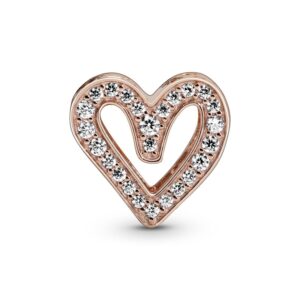 Pandora Sparkling Freehand Heart Charm, rose tone, view 1