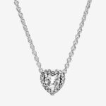 Pandora Sparkling Heart Pendant Necklace, silver tone, view 1