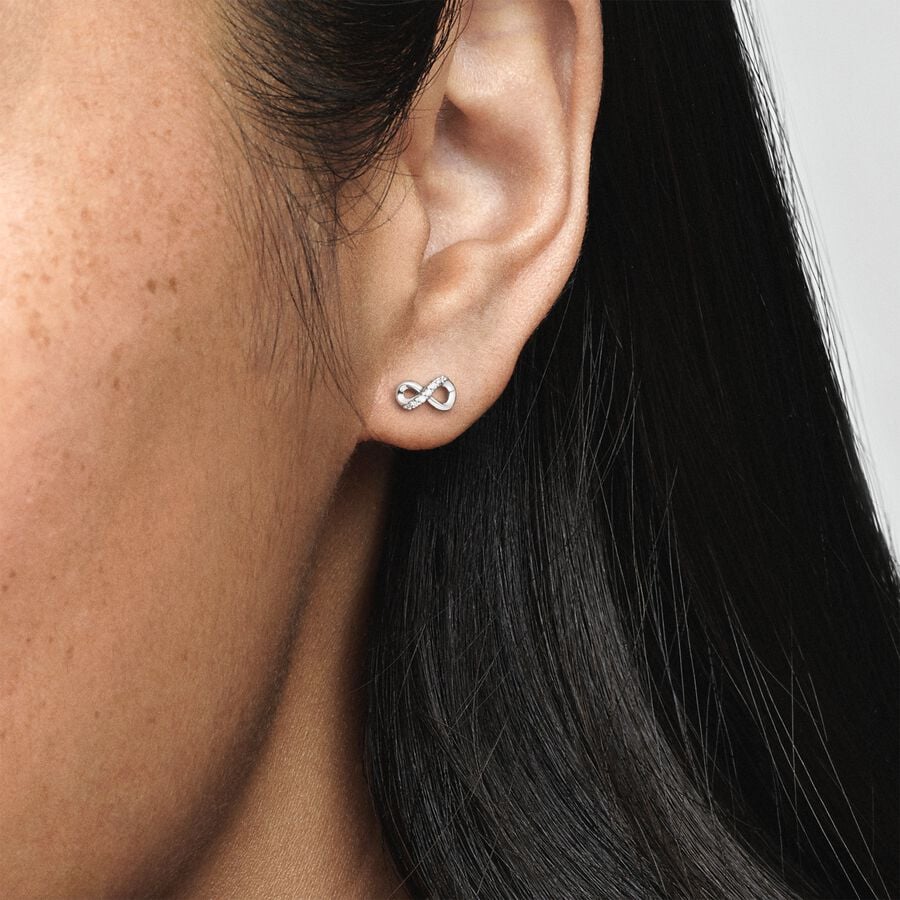 pandora sparkling infinity stud earrings Pandora Sparkling Infinity Stud Earrings, silver tone, view 2