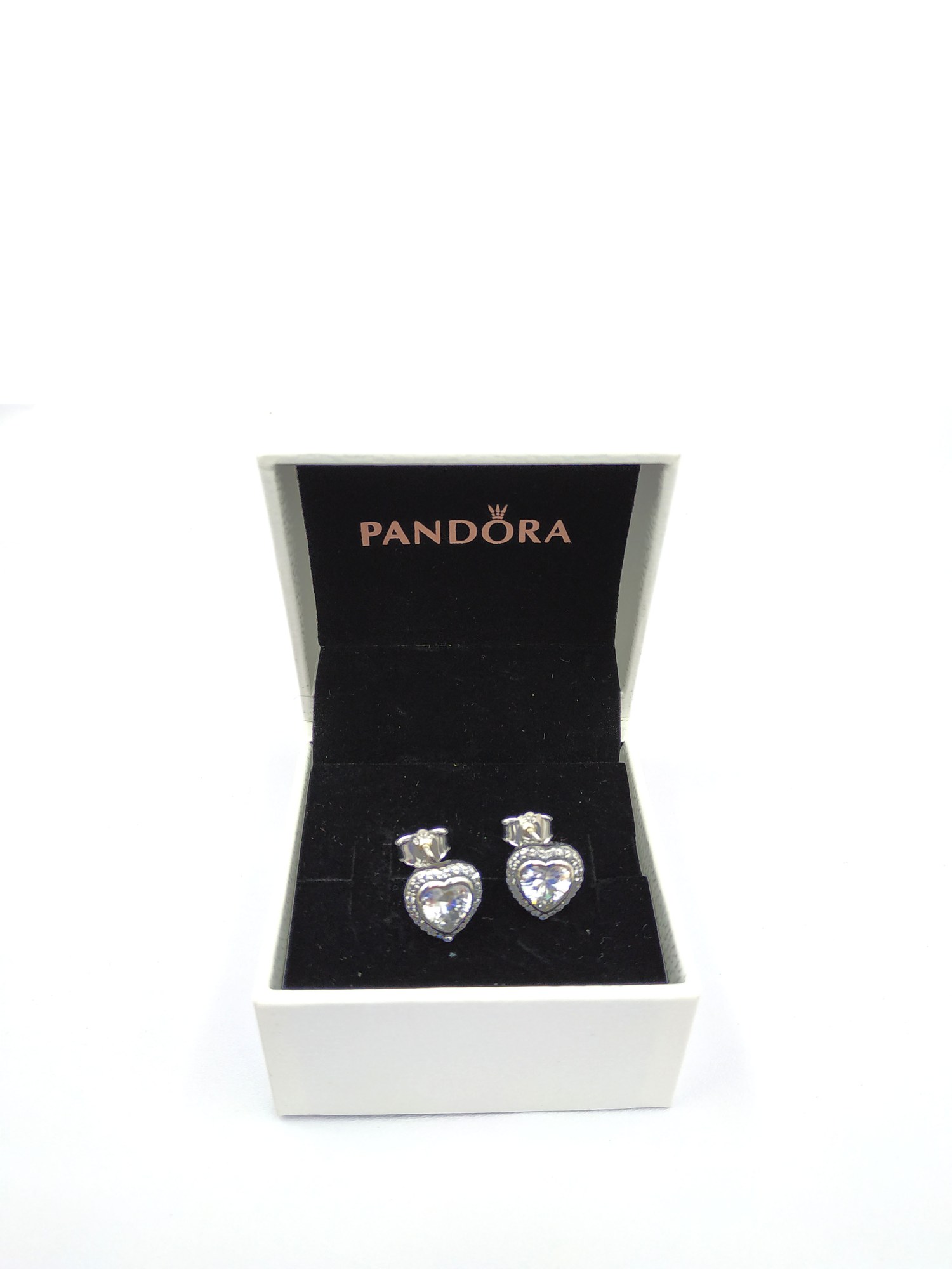 pandora sparkling love heart stud earrings Pandora Sparkling Love Heart Stud Earrings, silver tone, view 1