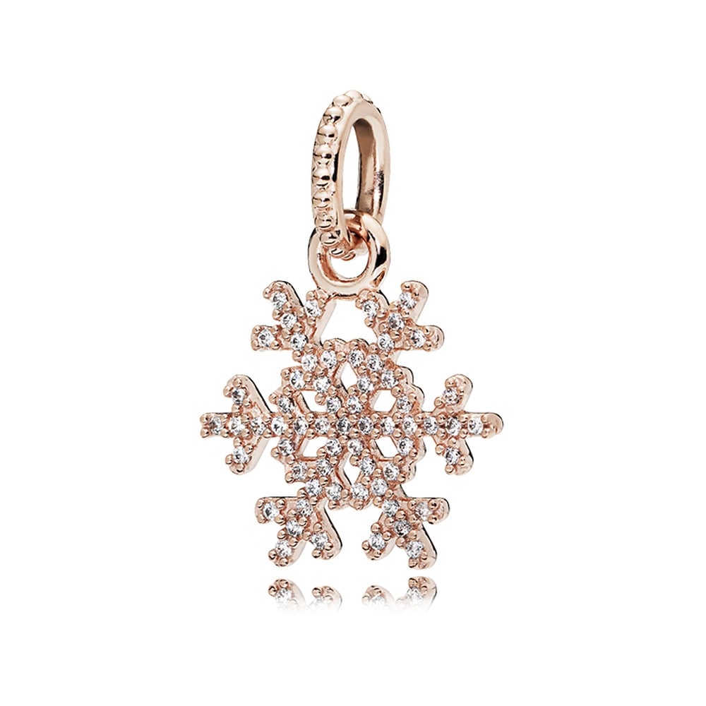 pandora sparkling snowflake pendant Pandora Sparkling Snowflake Pendant, rose tone, view 1