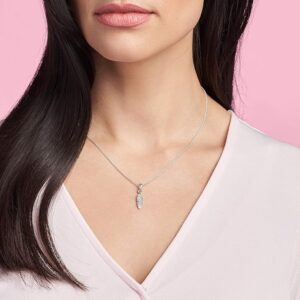 Pandora Spiritual Feather Pendant, silver tone, view 1