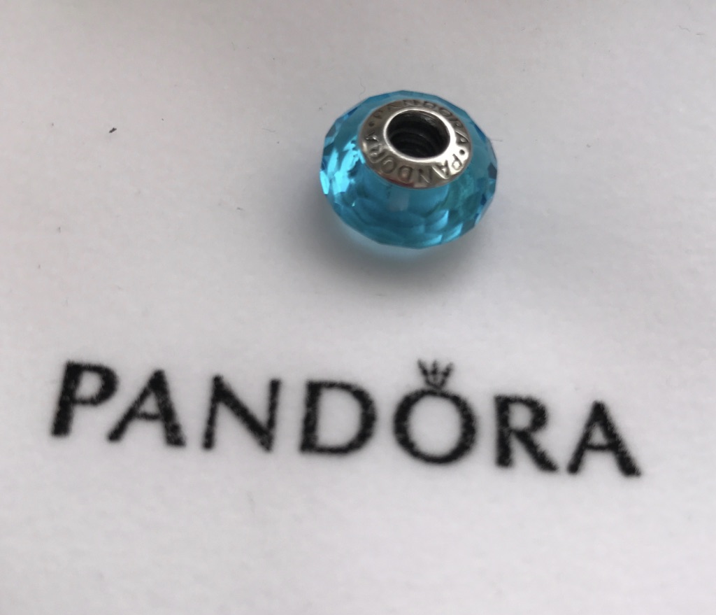 pandora teal faceted glass bead charm Pandora Teal Faceted Glass Bead Charm, teal, view 1