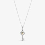 Pandora Two-Tone Key and Flower Necklace, two tone, view 1