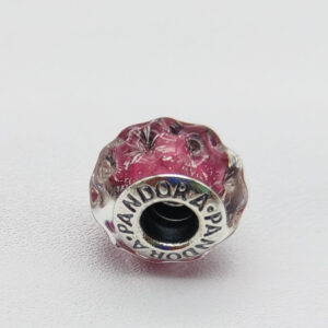 Pandora Wavy Pink Glass Bead Charm, pink, view 1