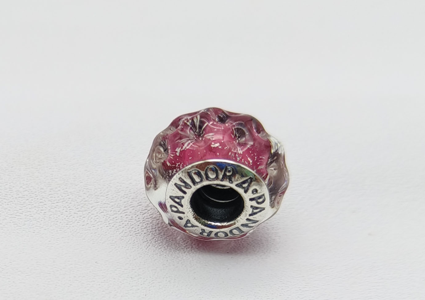 pandora wavy pink glass bead charm Pandora Wavy Pink Glass Bead Charm, pink, view 2