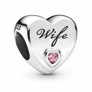 Pandora Wife Love Heart Charm, silver tone, view 1