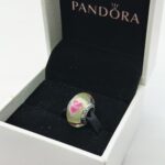 Pandora Wild Hearts Glass Bead Charm, pink and green, view 1