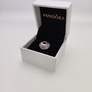 Pandora Wild Hearts Glass Charm, pink, view 1