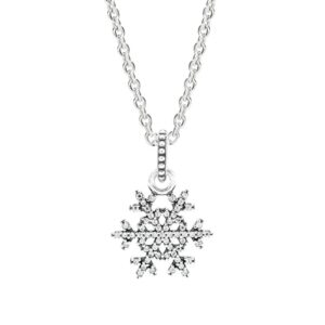 Pandora Winter's Kiss Snowflake Pendant, silver tone, view 1