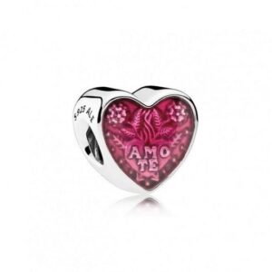 Red Amo Te Heart Charm, red, view 1