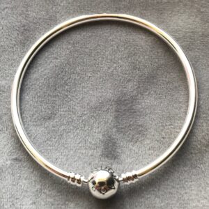 Home Round Clasp Bangle, silver tone