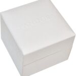 Small Jewellery Presentation Gift Box, white exterior and dark interior, view 1